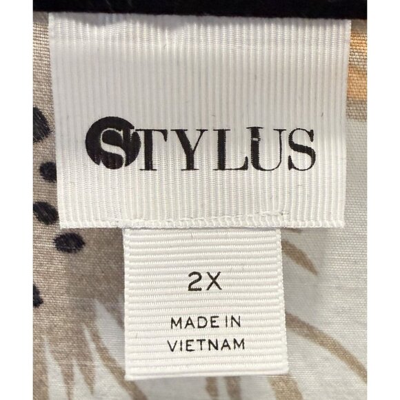 Stylus Womens Floral Stripe Asymmetrical Hem Kimono Sleeve Top 2X Boho Flowy - Picture 5 of 7